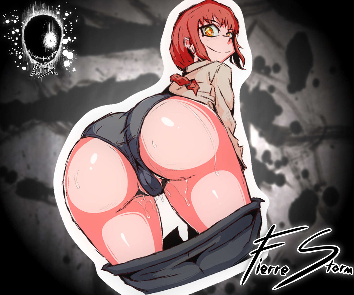 Redhead Control Freak Anime Waifu Makima High Quality Vinyl Stickers 3.5" x 3.7"