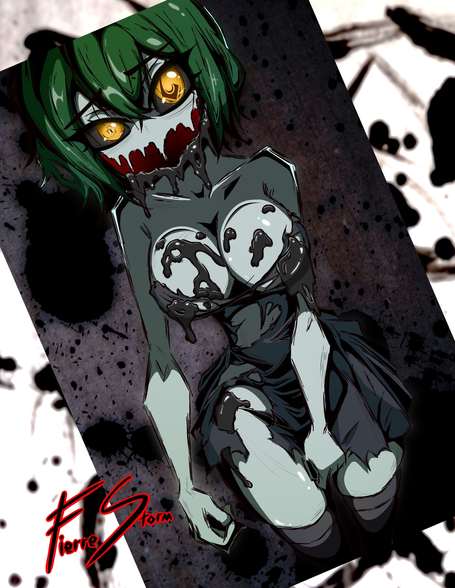 Halloween Waifu Slime Core Cursed Ghost Oppai High Quality Glossy Print 11" x 17"