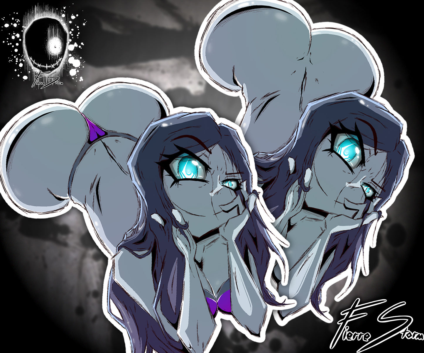 Thicc TV Ghost Waifu Spooky Scary Ghoul Vinyl Glossy Stickers