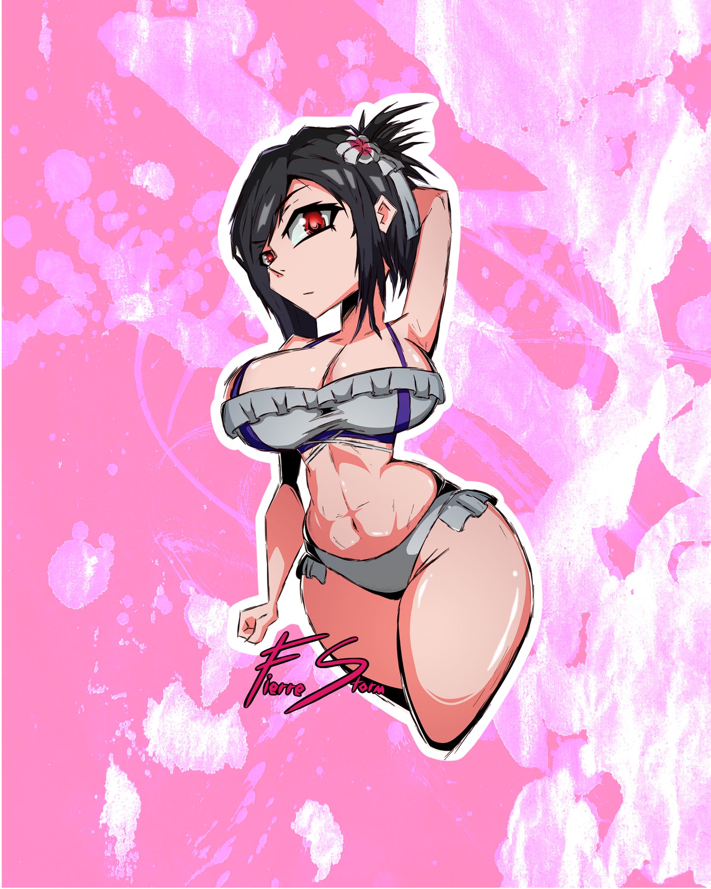 Thicc Videogame Fantasy Waifu Tifa Lockhart Vinyl Glossy Stickers 5" x 2.5"