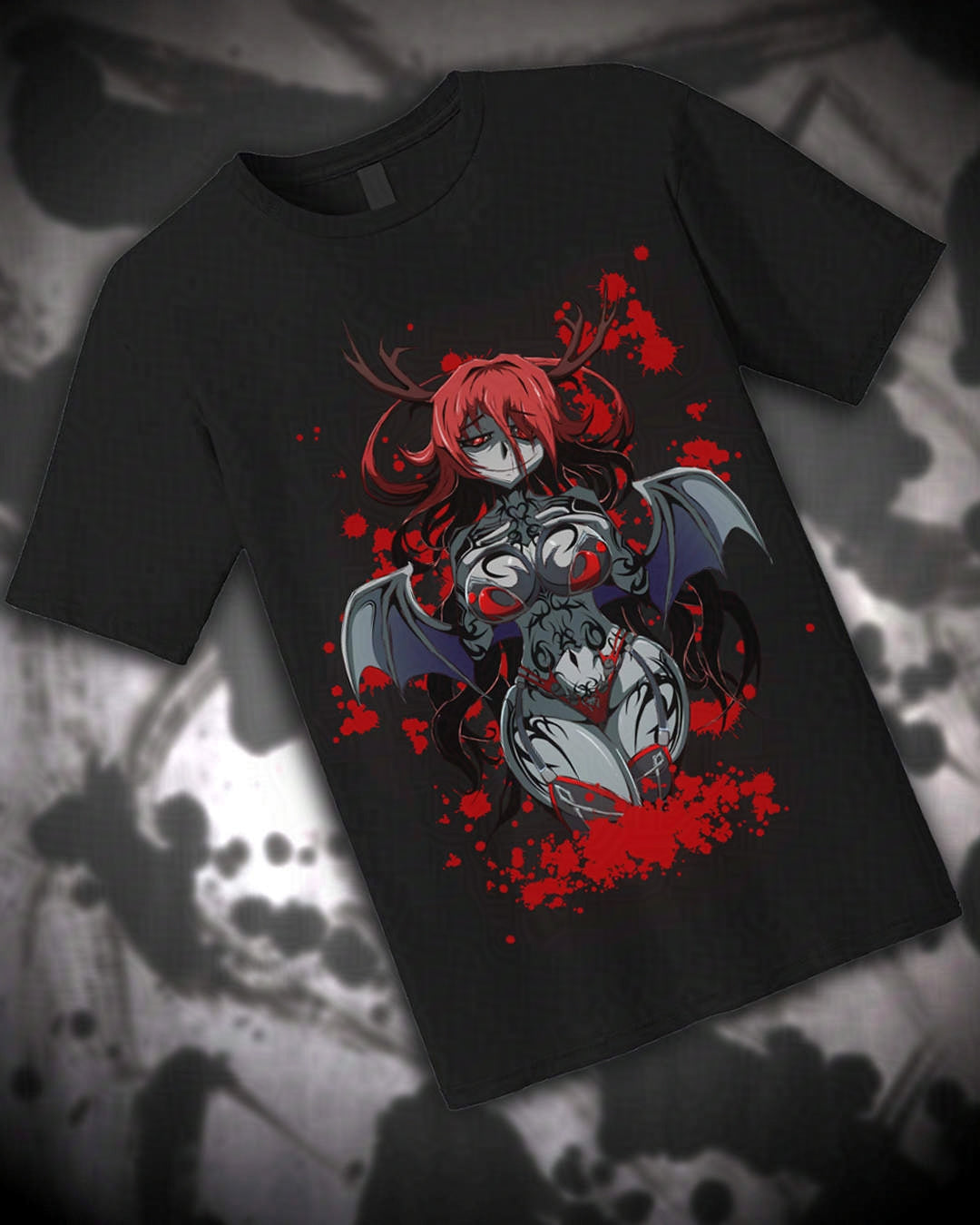 "Horror Waifu Tattooed Thicc Valentine Cryptid Succubus" Black Short Sleeve Heavy Cotton Shirt