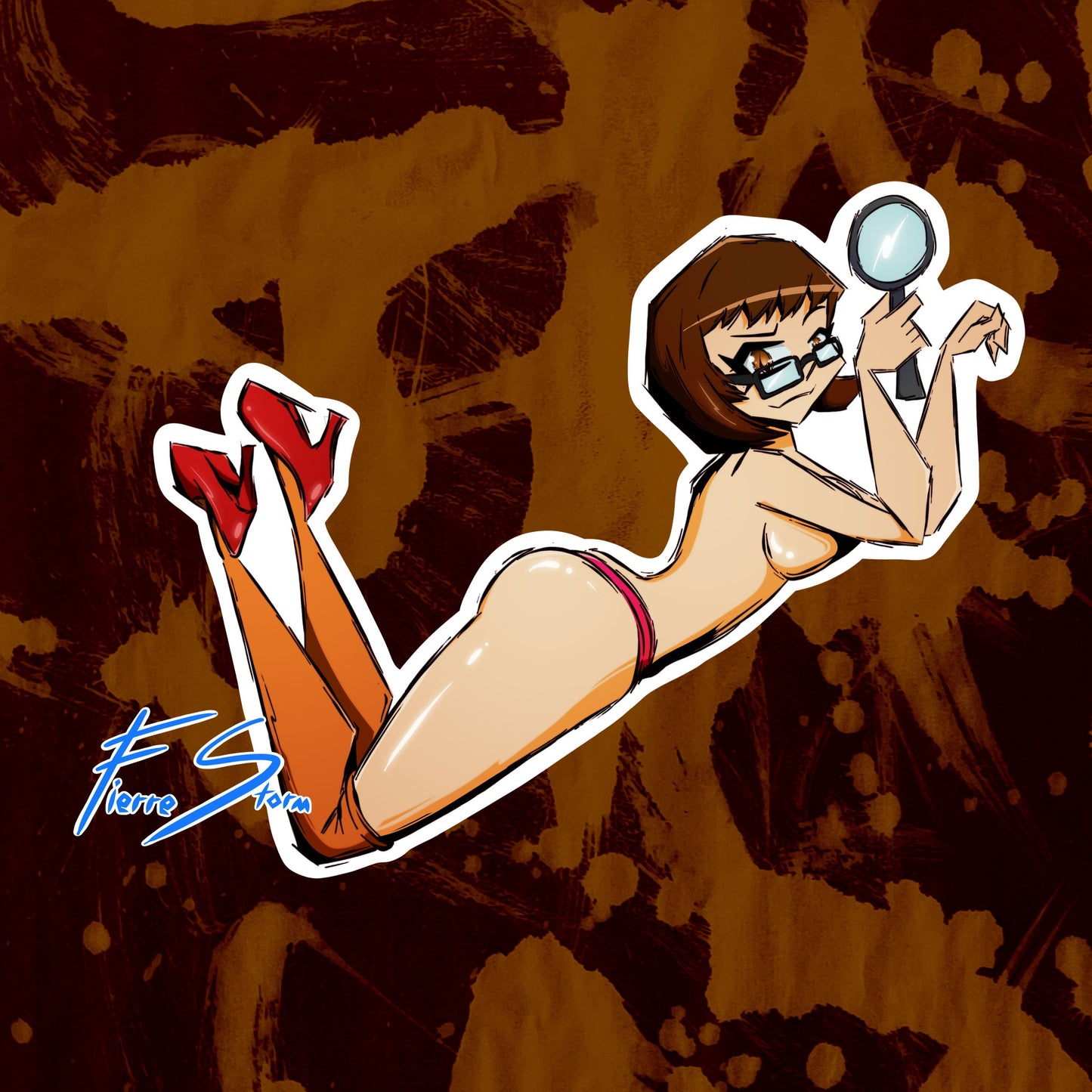 Thicc Waifu Detective Velma We Got A Mystery High Quality Glossy Stickers 4" x 3.3"