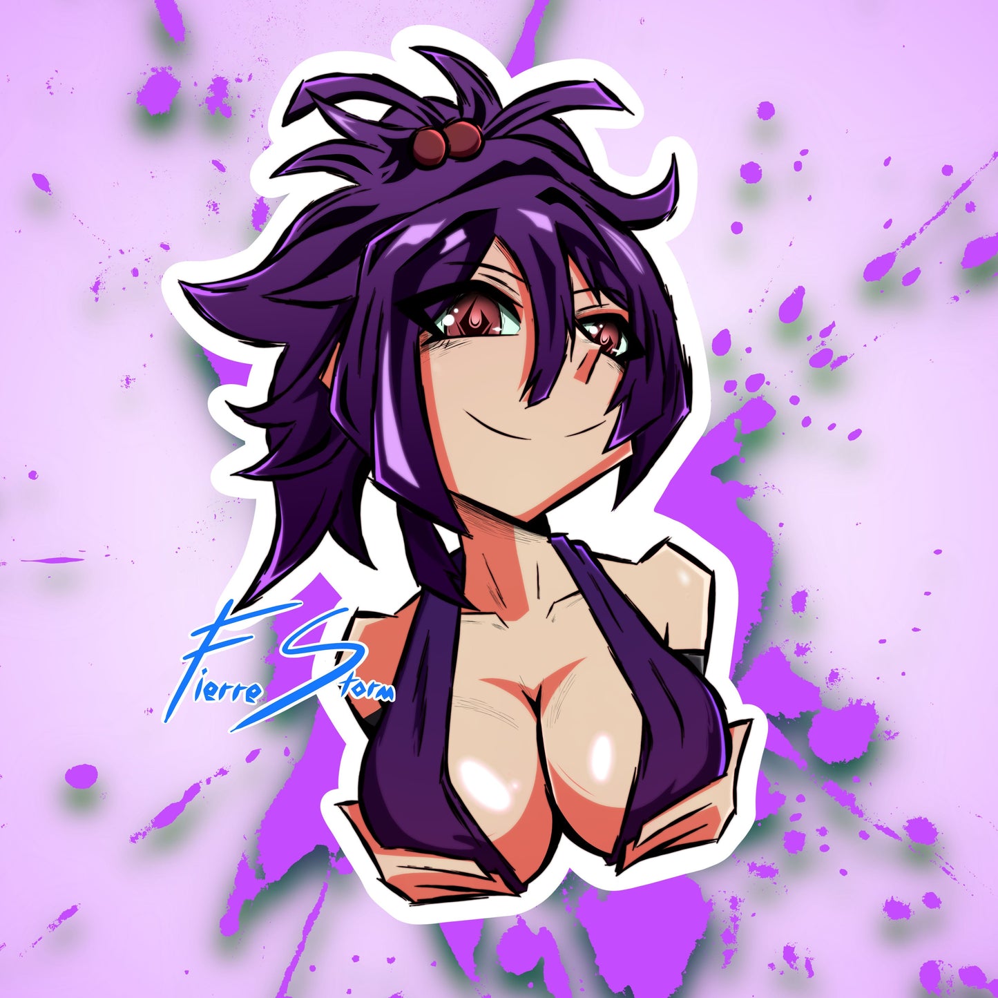 Oppai Kunoichi Waifu Yuzuriha Oppai High Quality Vinyl Glossy Stickers 2.4" x 3.6"