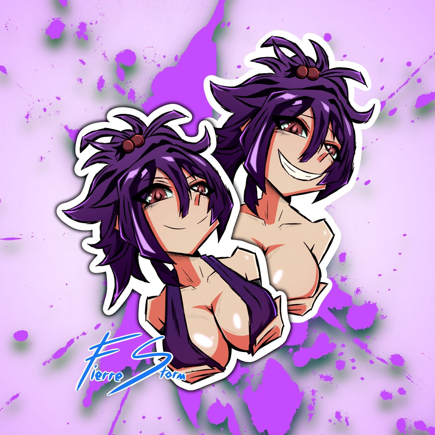 Oppai Kunoichi Waifu Yuzuriha Oppai High Quality Vinyl Glossy Stickers 2.4" x 3.6"