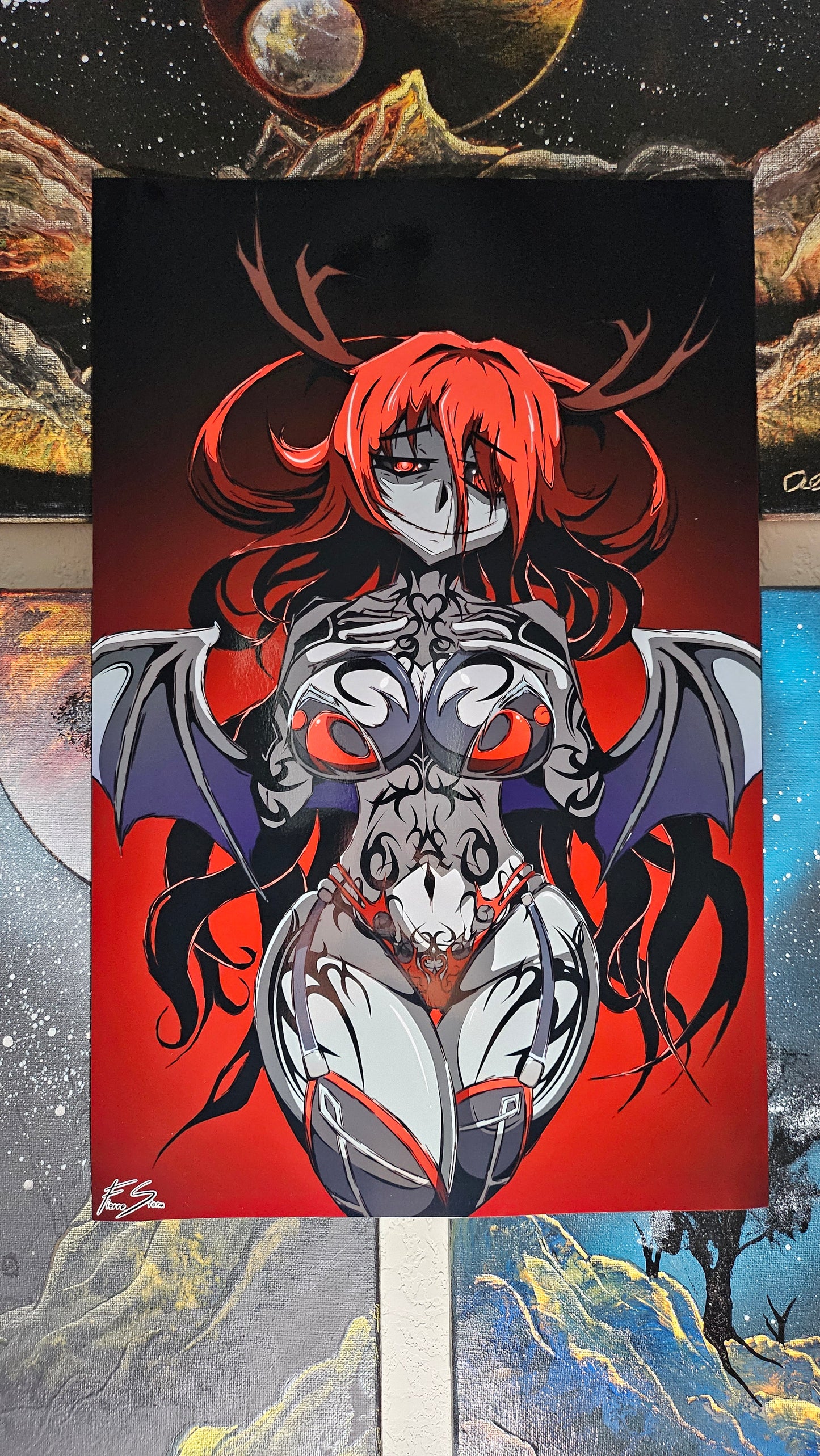 Horror Waifu Tattooed Thicc Valentine Cryptid Succubus High Quality 11" x 17" Glossy Photo Paper Print