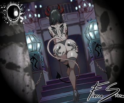 You Coming Along? Horror Waifu Tattooed Thicc Demon Succubus High Quality 11" x 17" Glossy Photo Paper Print