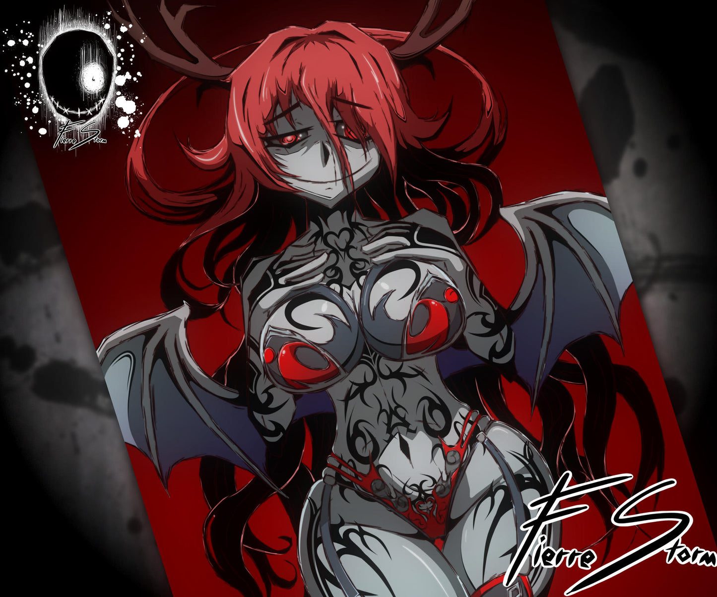 Horror Waifu Tattooed Thicc Valentine Cryptid Succubus High Quality 11" x 17" Glossy Photo Paper Print