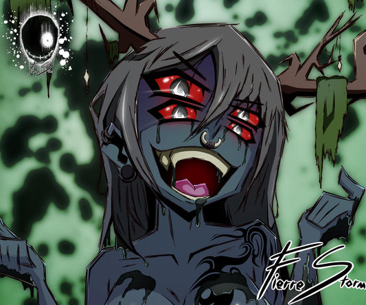 Swamp Cryptid Monster Waifu Thicc Tattooed Horror Creature High Quality 11" x 17" Glossy Photo Paper Print