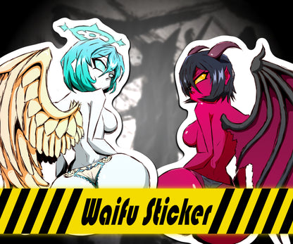 Thicc Sexy Waifus Angel and Devil Stickers (3.5" x 4") (4" x 6.8")