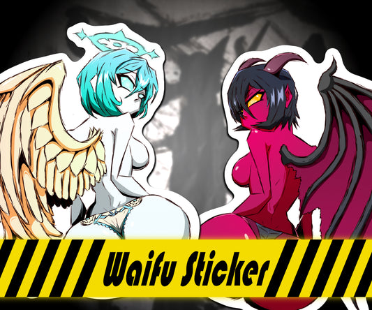 Thicc Sexy Waifus Angel and Devil Stickers (3.5" x 4") (4" x 6.8")