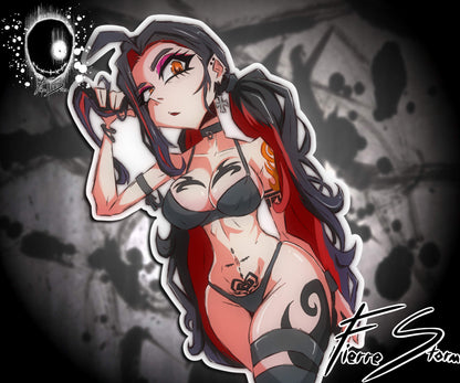 Gothic Thicc Anime Waifu Melissa Swim Suit Edition Vinyl Glossy Sticker 3" x 5"