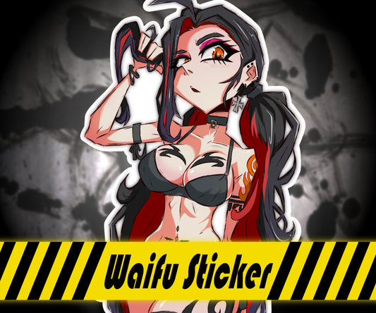 Gothic Thicc Anime Waifu Melissa Swim Suit Edition Vinyl Glossy Sticker 3" x 5"