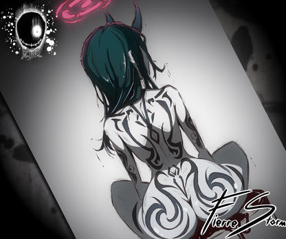 The Ink Demon Thicc Tattooed Horror Waifu High Quality 11" x 17" Glossy Photo Paper Print