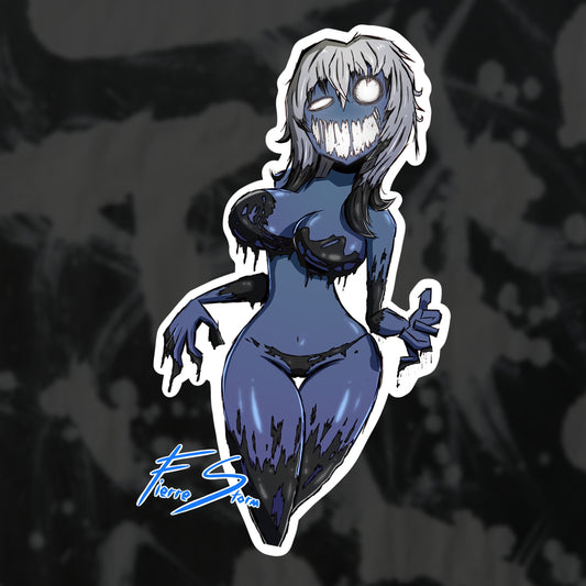 Infinity Mindy Slime Ghost Girl Spooky Spicy Anime Oppai Horror Vinyl Glossy Sticker 2.4" x 4.5"