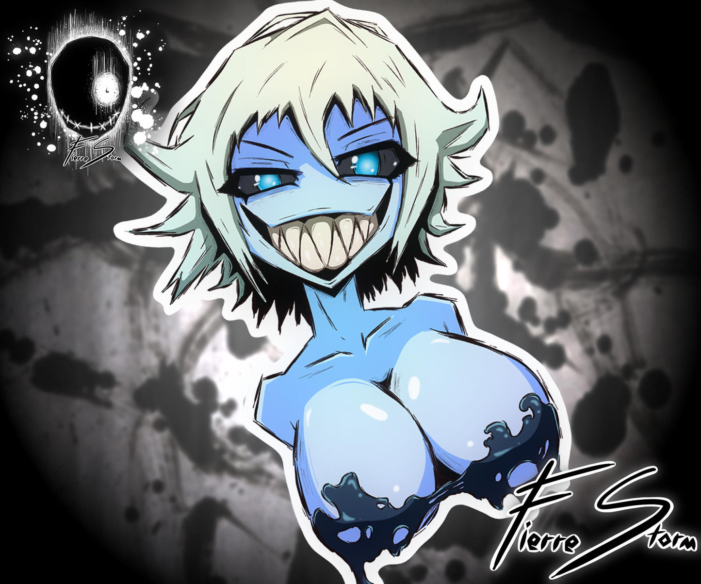 Ghost Mindy Spooky Spicy Anime Oppai Slime Horror High Quality Vinyl Glossy Sticker 3" x 4"