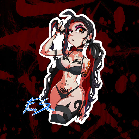 Gothic Thicc Anime Waifu Melissa Swim Suit Edition Vinyl Glossy Sticker 3" x 5"