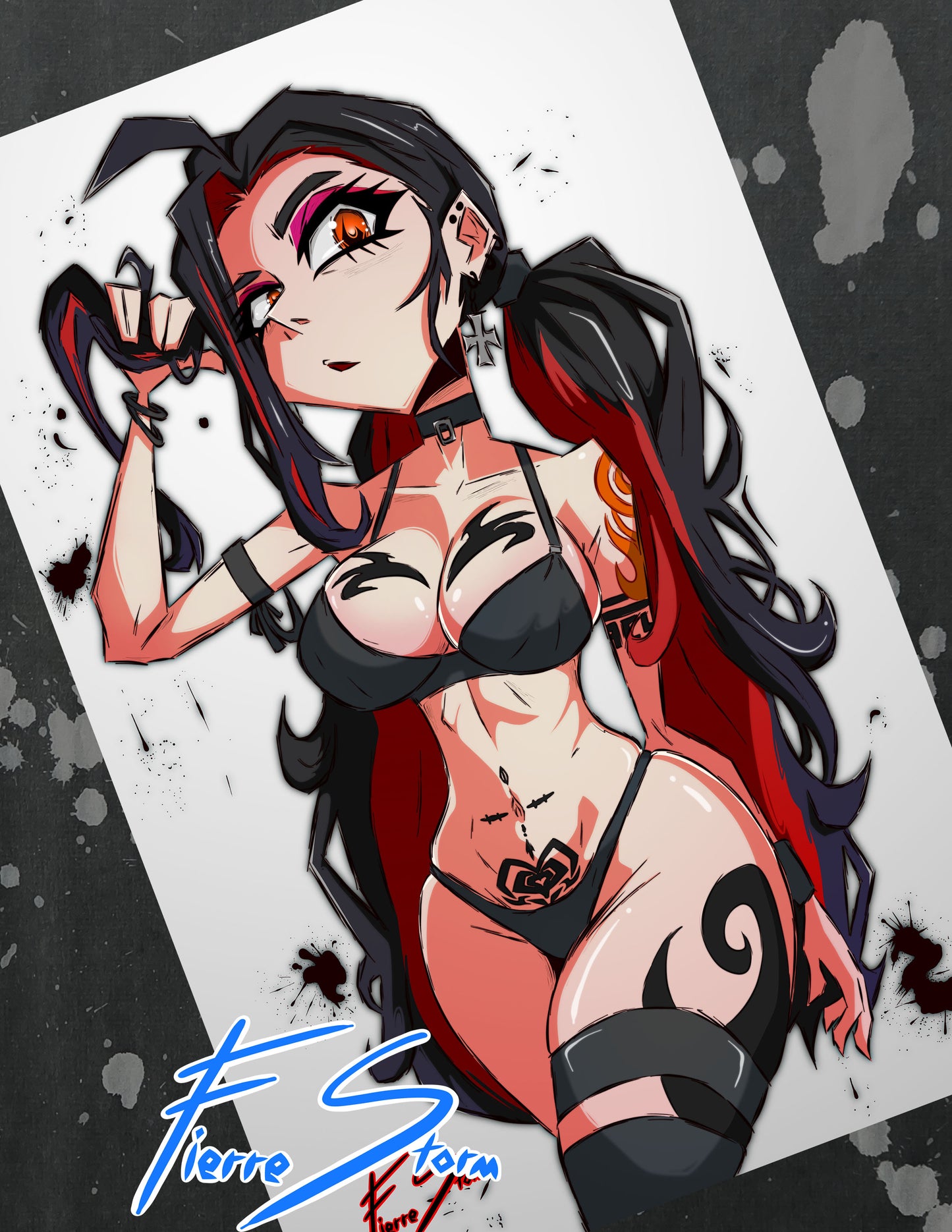 Gothic Thicc Anime Waifu Melissa Swim Suit Edition High Quality Print Glossy Photo Paper 11" x 17"