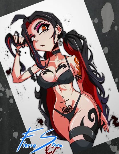 Gothic Thicc Anime Waifu Melissa Swim Suit Edition High Quality Print Glossy Photo Paper 11" x 17"