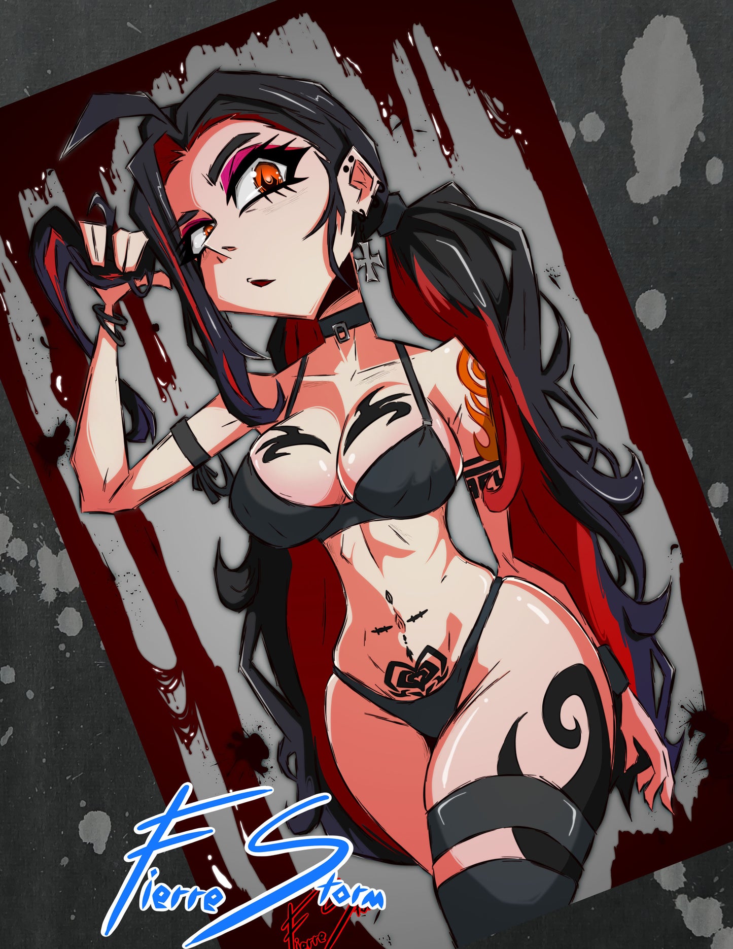 Gothic Thicc Anime Waifu Melissa Swim Suit Edition High Quality Print Glossy Photo Paper 11" x 17"