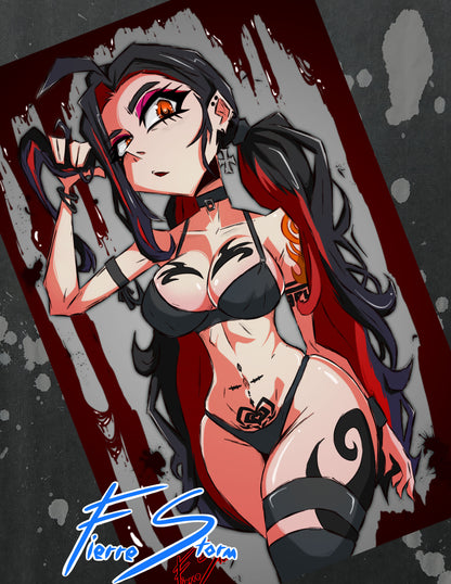 Gothic Thicc Anime Waifu Melissa Swim Suit Edition High Quality Print Glossy Photo Paper 11" x 17"