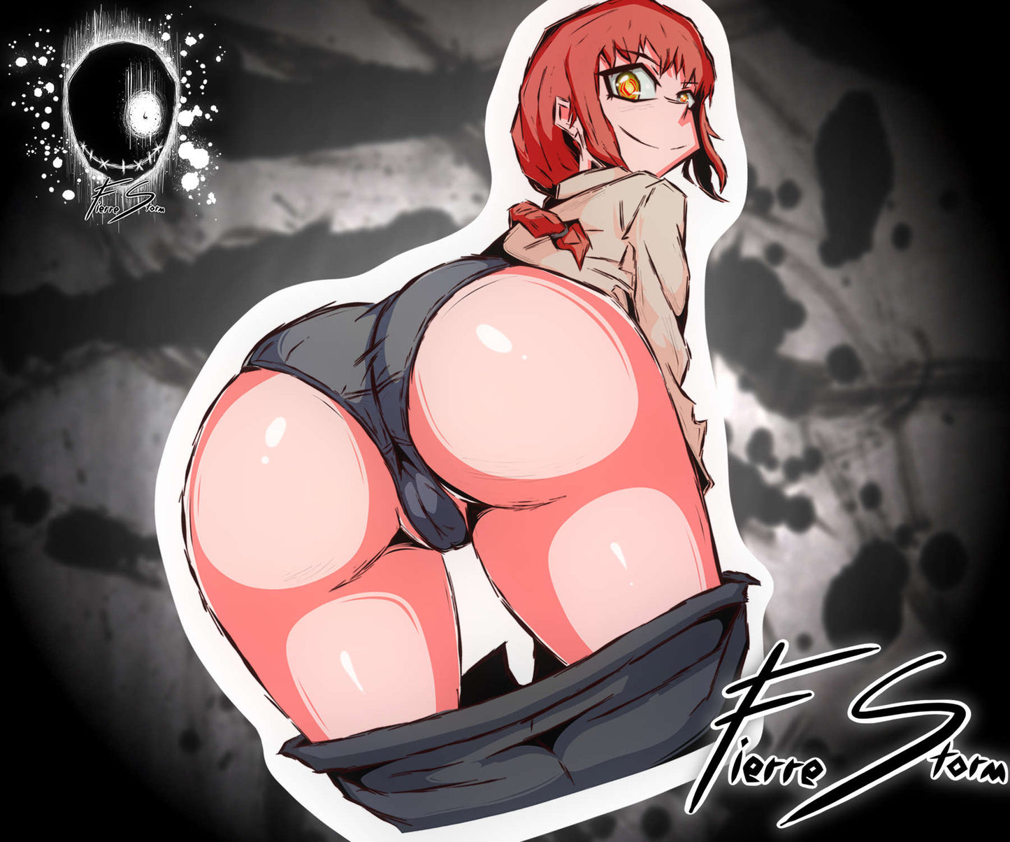 Redhead Control Freak Anime Waifu Makima High Quality Vinyl Stickers 3.5" x 3.7"