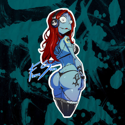 Thicc Zombie Nightmare Tattooed Sally Vinyl Glossy Sticker 2.2" x 5"