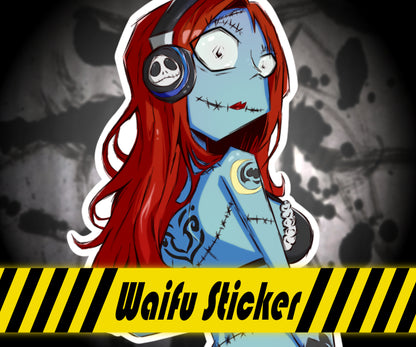 Thicc Zombie Nightmare Tattooed Sally Vinyl Glossy Sticker 2.2" x 5"