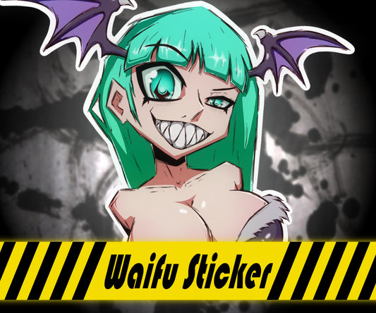 Video Game Waifu Sucuubus Morrigan Oppai Series High Quality Gamer Vinyl Glossy Stickers 4" x 4.5"