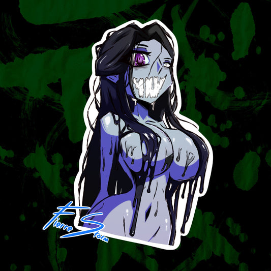 Spooky Slime Girl Torso Spicy Anime Oppai Horror Vinyl Glossy Sticker 2.5" x 3.9"