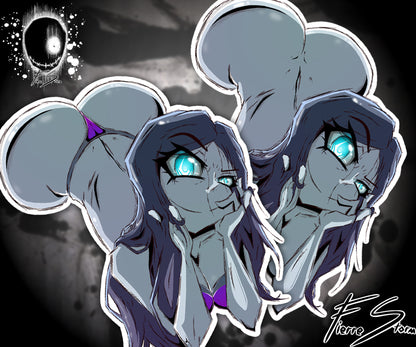 Thicc TV Ghost Waifu Spooky Scary Ghoul Vinyl Glossy Stickers