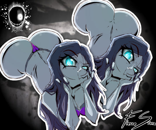 Thicc TV Ghost Waifu Spooky Scary Ghoul Vinyl Glossy Stickers