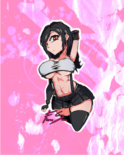 Thicc Videogame Fantasy Waifu Tifa Lockhart Vinyl Glossy Stickers 5" x 2.5"